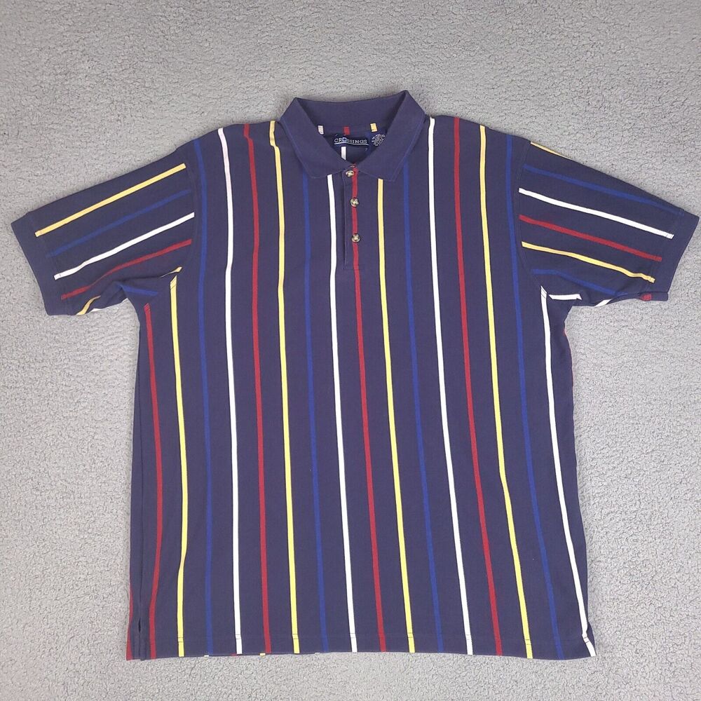 Crossings Polo Shirt Mens XXL Blue Striped Colorful Preppy‎